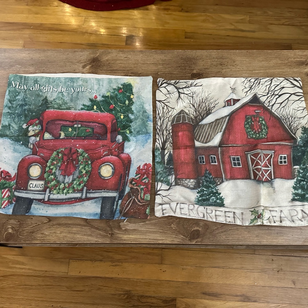 Christmas Linen Pillow Cases Set of 2